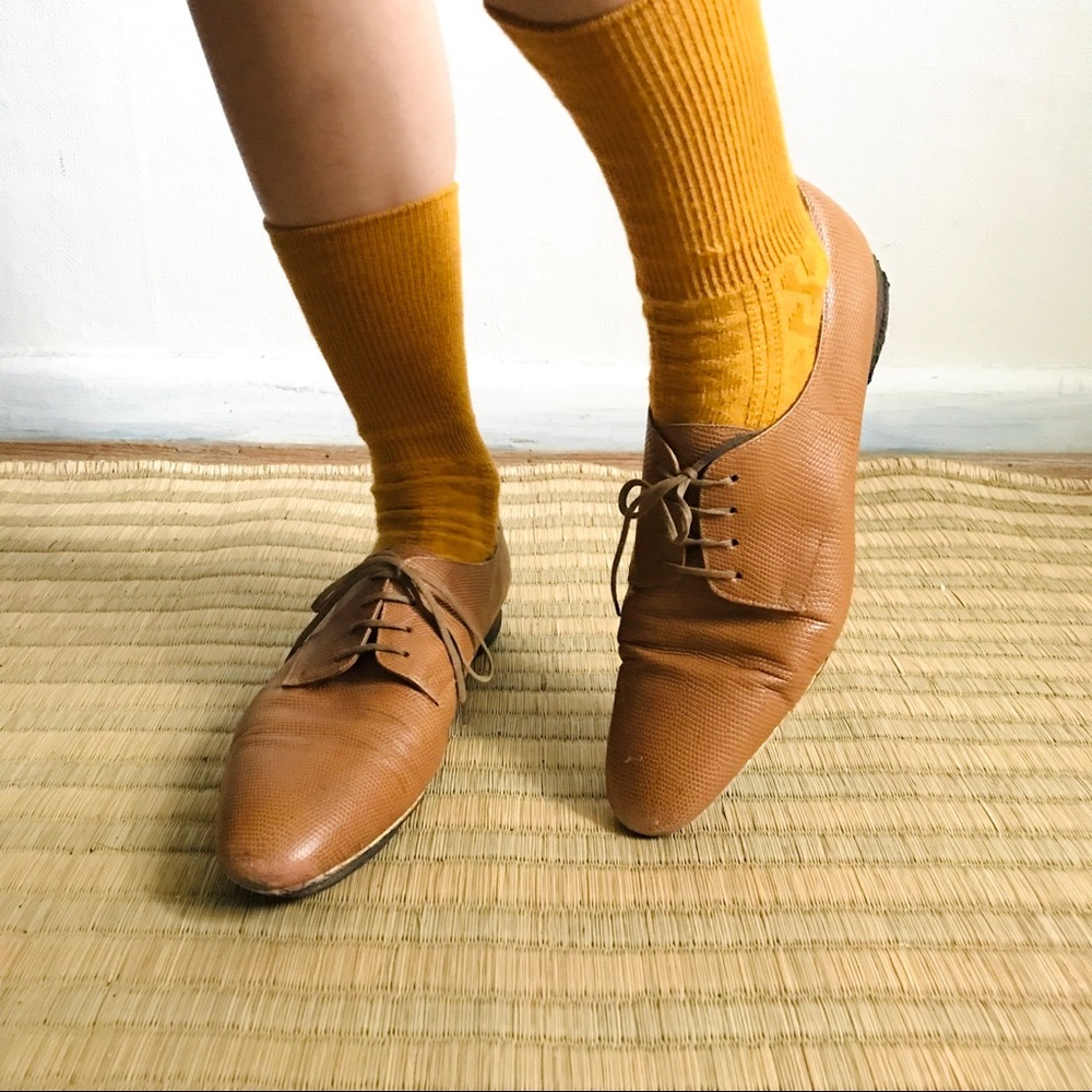 ROBERT CLERGERIE Tan Leather Brogues, Women Sz 9.5